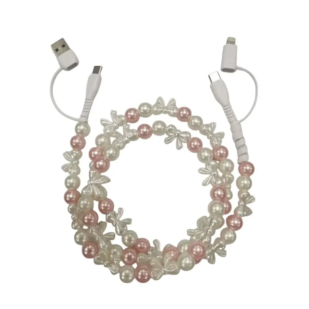 Bows & Pink Pearls Beaded Phone Charging Cable